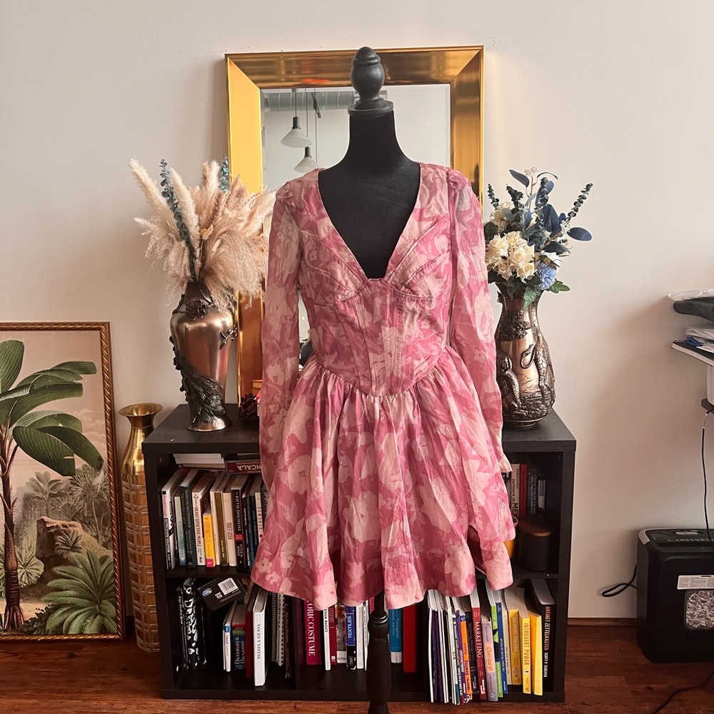 Bardot Carmen corset Pink Mini Dress